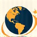 地球と飛行機のシンプルなイラスト